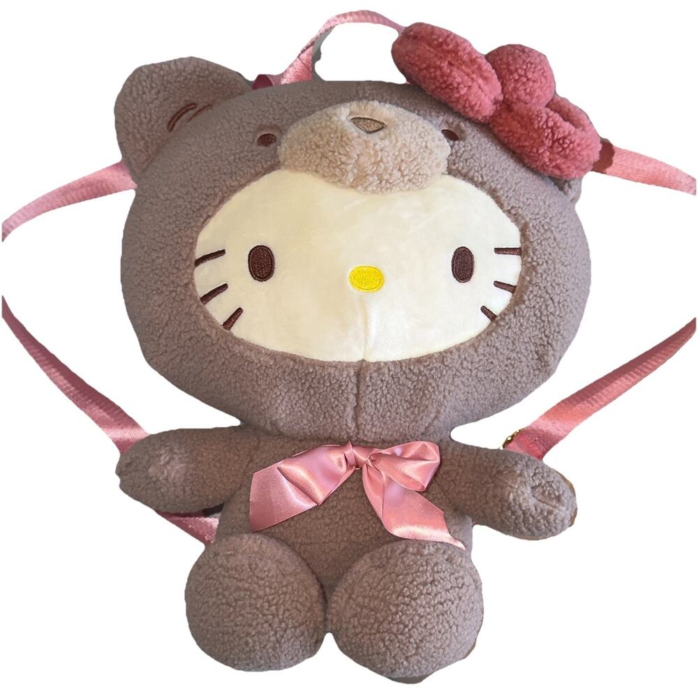 Sanrio Hello Kitty Latte Bear Plush 14" Backpack Handbag Mini Kawaii Kitschy